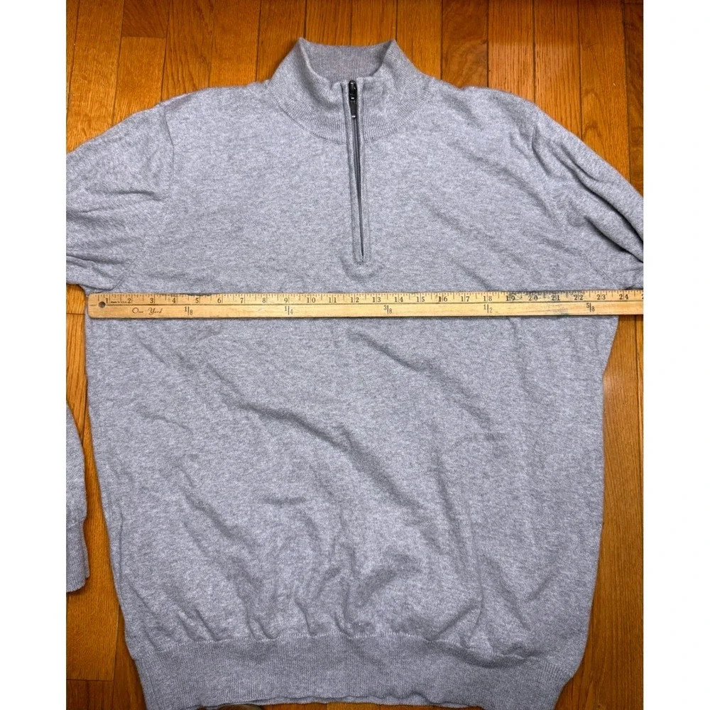 LL Bean Mens XL Gray Cotton Cashmere Quarter Zip Pullover Sweater 275298 Regular